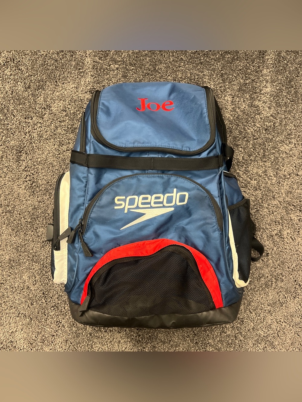 Speedo Teamster Backpack 35L Waterproof Wet Compartment Swim Bag Blue Red